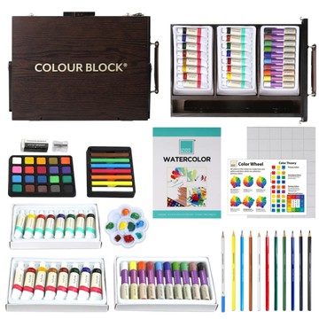 *【COLOUR BLOCK】系列 77PCS 畫架木盒 繪畫套組