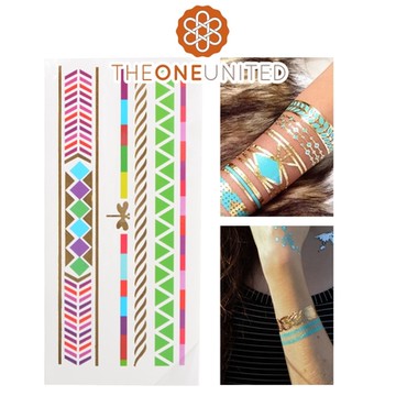 The One 歐美時尚金屬感紋身貼(中)-4-西里西亞彩色