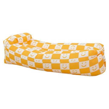 LoHoY 草地便攜空氣沙發頭枕款 耐磨材質  190 x 70 x 50cm  黃色微笑