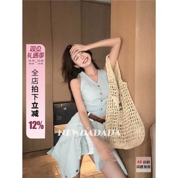 利達NEWDADADA牛仔馬甲設計感背心女夏外搭疊穿外套坎肩上衣削肩