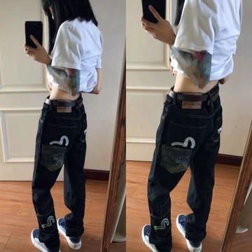 2025新款男女牛仔褲男款男褲休閒提花刺繡修身小腳高端潮牌春秋款 百搭休閑長褲男生牛仔褲