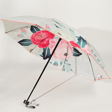 百盛洋傘三折疊雙層雙面山茶花印花黑膠傘夏天防曬遮陽傘晴雨兩用