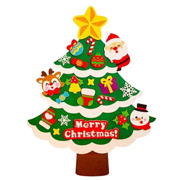 WIDE VIEW DIY毛氈聖誕樹背景掛飾 附燈串 S003 掛件21個  雪景聖誕樹  205g