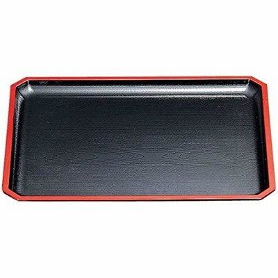 J-kitchens 尺２隅切木目 お盆 （ 盆 トレイ トレー ） 黒天朱ＳＬ 日本製