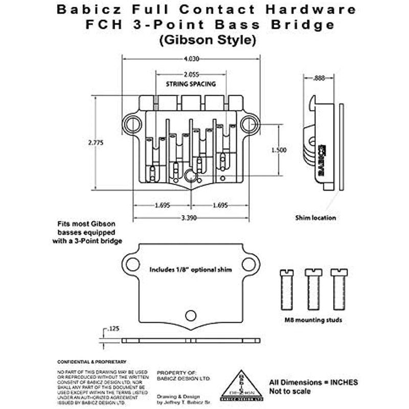 BABICZ ベース用ブリッジ FCH 3PT Bass Bridge Chrome