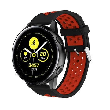 【免運】適用三星galaxy watch active雙色錶帶金屬扣硅膠運動透氣替換帶