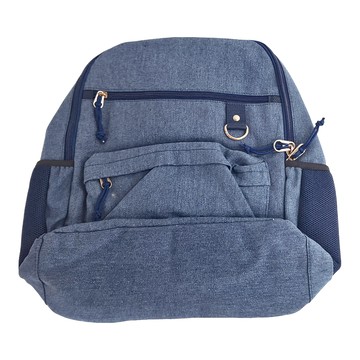 iMiTU 米圖 帆布青少年後背包 加厚鋪棉後背帶 輕巧收納多功能休閒  牛仔藍  38 x 25 x 12cm