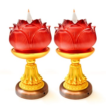 【新韻傳音】圓滿蓮花燈搭大鋅合金底座｜立體光充電款｜蓮花蠟燭燈  拜拜供神 祈福 電子蠟燭 神明桌 D382C