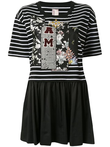 Antonio Marras - striped pleated T-shirt - women - Cotton/Polyamide/Elastane/Cotton/Polyamide/Elastane - 3 - Black