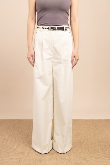 摺腳闊褲  Wide leg cuffed hem trouser