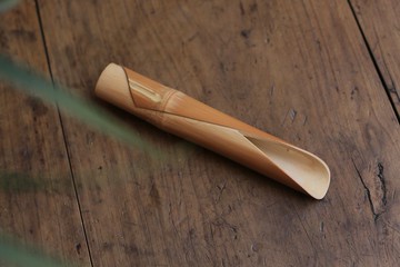 手工打磨原創竹製品 | 竹茶則 茶鏟 人面竹 | 衣襟款 | 一物一圖