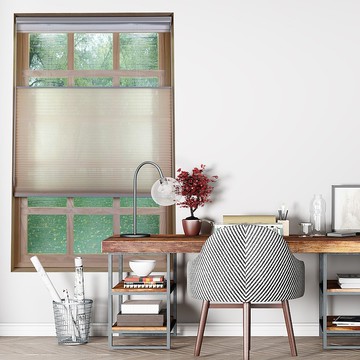 米白上下開合雙循環珠鍊透光蜂巢簾 (Winter White)