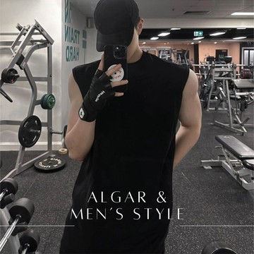 【Algar選品】韓系ins坎肩痞帥運動背心 厚磅背心 TANK 坦克 運動 健身 顯壯 肌肉 手臂男女背心 衣服 上衣