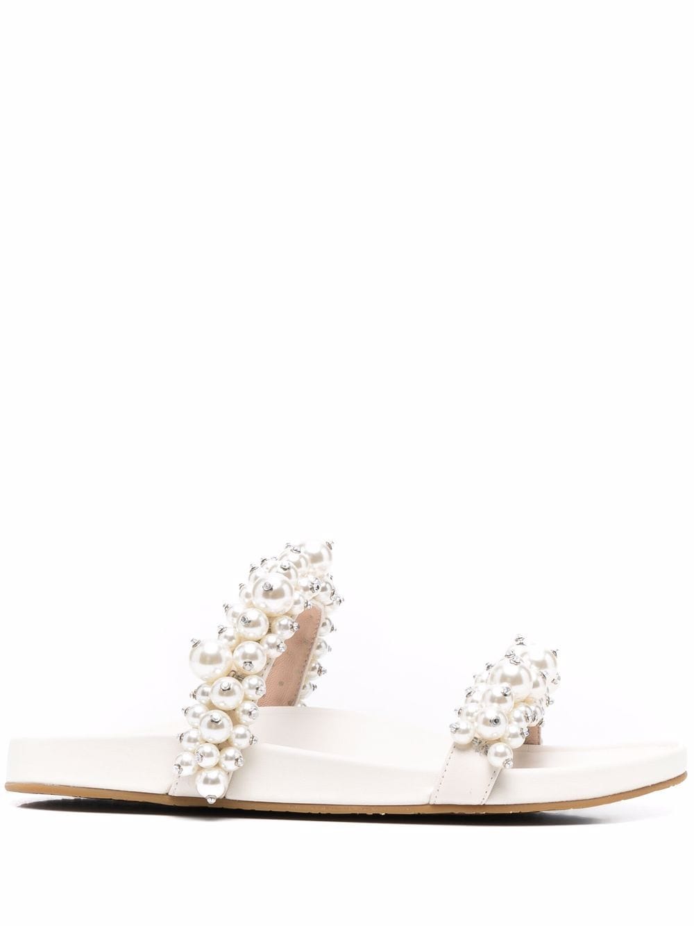 Kate Spade - pearl-bead slip-on sandals - women - Sheepskin/Leather/Rubber - 7 - Neutrals