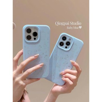 輕派卡通涂鴉史努比適用蘋果16promax手機殼iphone13新款15pro女款14奶乎乎藍色簡約17air液態硅膠全包軟殼
