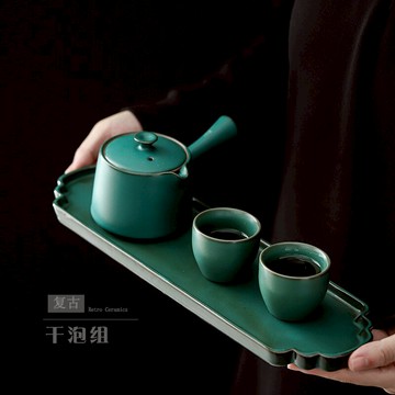 尚巖 茶具小套裝一壺二杯茶盤套裝家用功夫茶具2人干泡簡約茶具