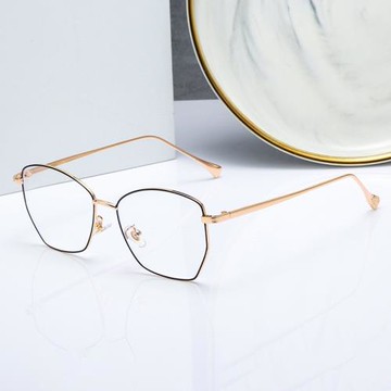 新款防藍光平光鏡韓版復古多邊形平光眼鏡男女眼鏡框 可配近視