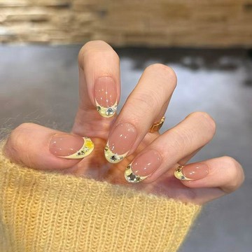美甲穿戴甲【奶黃法式】新款純手工穿戴甲顯白法式貓眼高級純手作穿戴式甲片