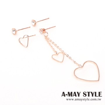 現貨-正韓-甜蜜水鑽愛心垂墜耳環【XOK1220331】＊艾美時尚