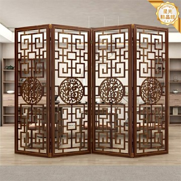 【新中式實木】屏風隔斷 摺疊屏風 移動隔斷 玄關屏風 客廳隔斷 辦公室隔斷 復古鏤空設計 可摺疊移動 入戶玄關客廳書房