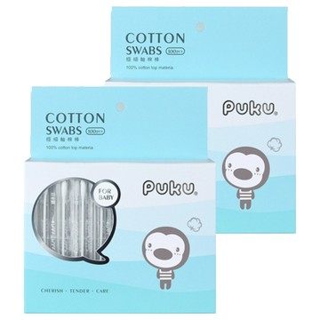 PUKU 藍色企鵝 日本極細軸棉棒 細緻雙棉頭設計 單隻獨立包裝  100支  2盒