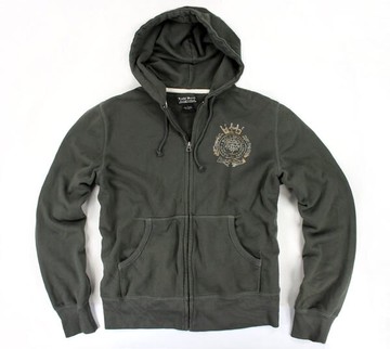 美國百分百【全新真品】Lucky Brand 男款 棉質 外套 長袖 上衣 綠色 帽T 棉帽 夾克 L號 C029