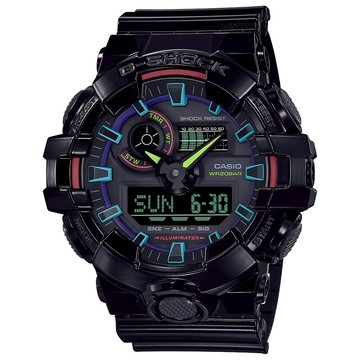 CASIO 卡西歐 G-SHOCK AI 探索虛擬彩虹系列雙顯錶 GA-700RGB-1A