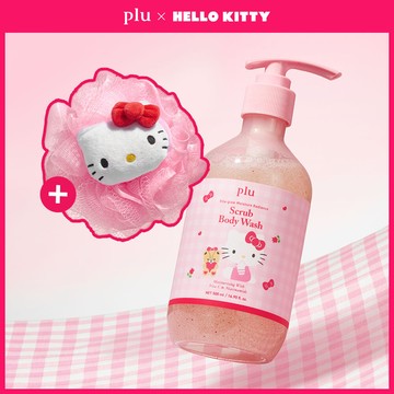 [HELLO KITTY] plu Vita Glow Moisture Radiance Scrub Body Wash #Melrose 500ml SET (+Kitty Shower Ball)