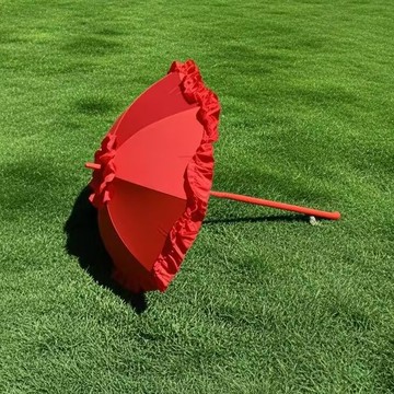 臺灣出貨 紅色晴雨傘兒童公主黑甜美宮廷結婚攝影直杆長傘蕾絲道具洛麗塔傘