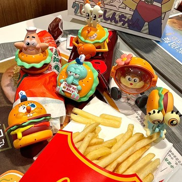 【1217】海綿寶寶6款漢堡系列派大星章魚哥手辦潮玩車載桌面擺件禮物
