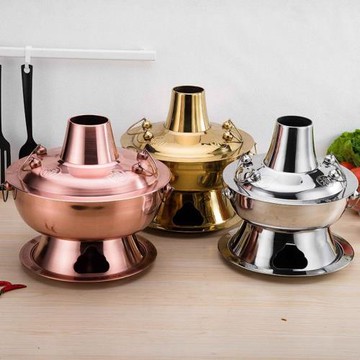 加厚不銹鋼木碳火鍋爐傳統火鍋 野炊鍋家用火鍋野外火鍋木炭火鍋