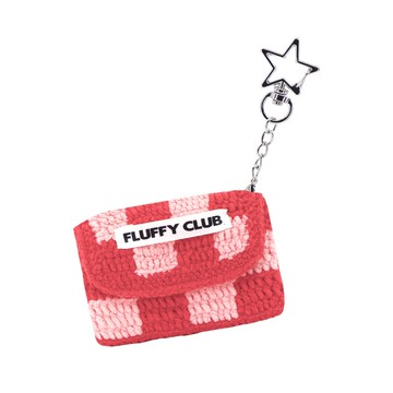 棋盤格編織卡夾 方格紋零錢包