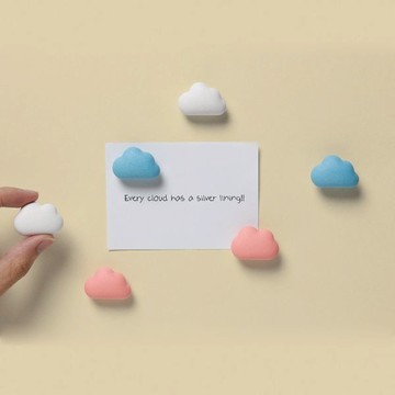 QUALY 朵朵雲兒磁鐵(6入) - 黑灰白