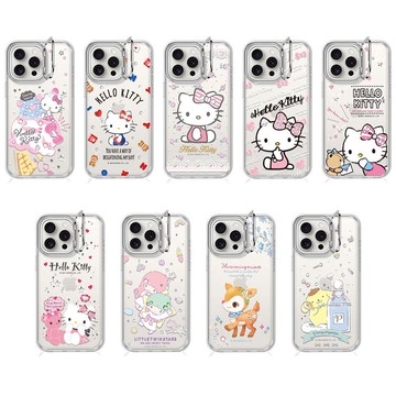 三麗鷗 iPhone 16系列軍規防摔隱形立架水晶彩鑽手機殼-多圖可選2