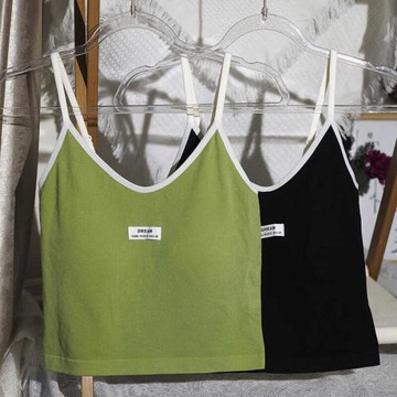 免穿文胸帶胸墊固定一體美背莫代爾棉吊帶時尚修身打底可外穿背心