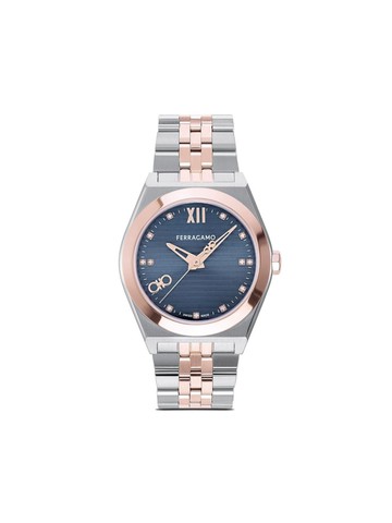 Ferragamo - Vega New 40mm - men - Sapphire Crystal/Rose Gold Plated Stainless Steel/stainless steel - One Size - Blue