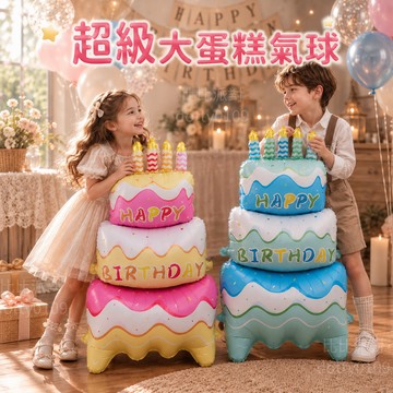 現貨當天寄『109cm(藍/粉)特大蛋糕氣球』生日派對 生日佈置 抓周佈置 生日氣球