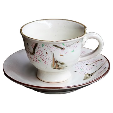 咖啡杯皿 日本製  京櫻  1個  京櫻 白色