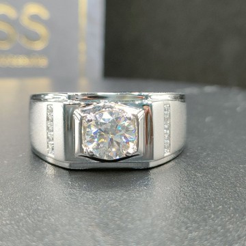 莫桑石 莫桑鑽 立地1克拉男仕鑽戒 台北門市 客製化訂製白金