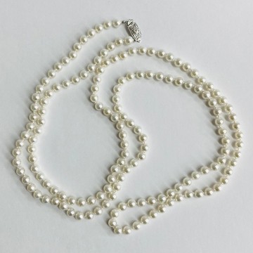 貝殼珍珠 3way 全結繩項鍊/7 毫米約 120 公分/白粉紅/R/日本製造