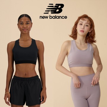 【New Balance】NB 中高強度運動內衣BRA TOP_女性_黑/藕紫色_AWB41046BK/ICW