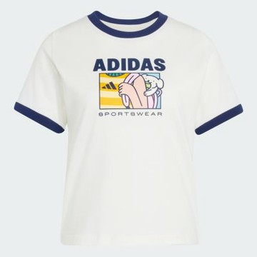 Adidas 愛迪達 Pop Art T1 Q2 KC8603 女 T恤 運動上衣 休閒短袖 白 亞版 純棉 滾邊