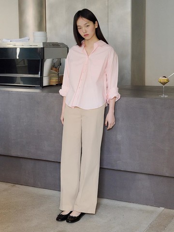 Cotton Wide-Leg Regular Fit Straight Pants [Light Beige] (AWWSLP11080)