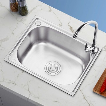 水槽 加厚304不銹鋼單槽一體成型 家用廚房大小單槽洗菜盆洗碗池[DD160109]