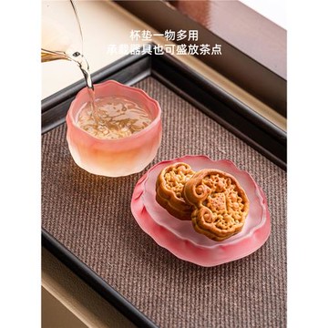 霜語水晶琉璃冰川杯粉色小茶杯主人杯單杯家用茶具玻璃品茗杯女士