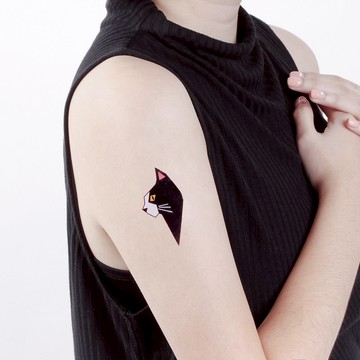 刺青紋身貼紙 / 幾何黑貓 Surprise Tattoos