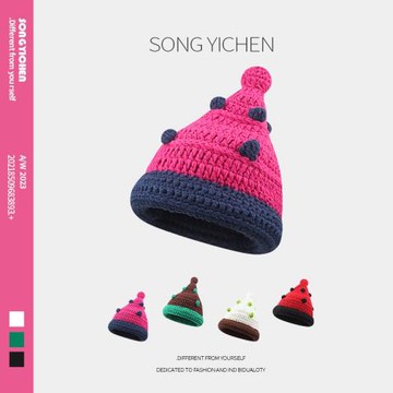 創意可愛圣誕毛線帽子女搞怪秋冬季卡通手工保暖護耳帽子套頭帽潮