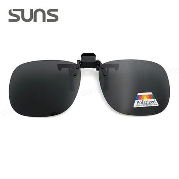 【SUNS】近視專用夾片太陽眼鏡 Polarized偏光墨鏡 黑色 大板無框 可上掀/抗UV400/防眩光