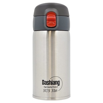 Dashiang 316真空彈蓋瓶 304不鏽鋼芯內蓋 316內膽一體成型 無尾抽真空設計 防誤開鎖 安全防漏水  不鏽鋼色  250ml  1個