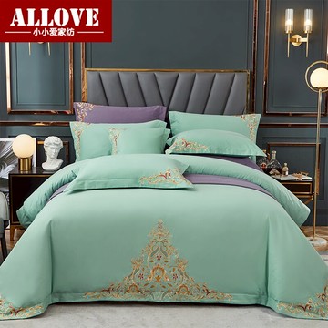 純棉磨毛民族風四件套全棉加厚絨刺繡花被套婚慶結婚床上用品